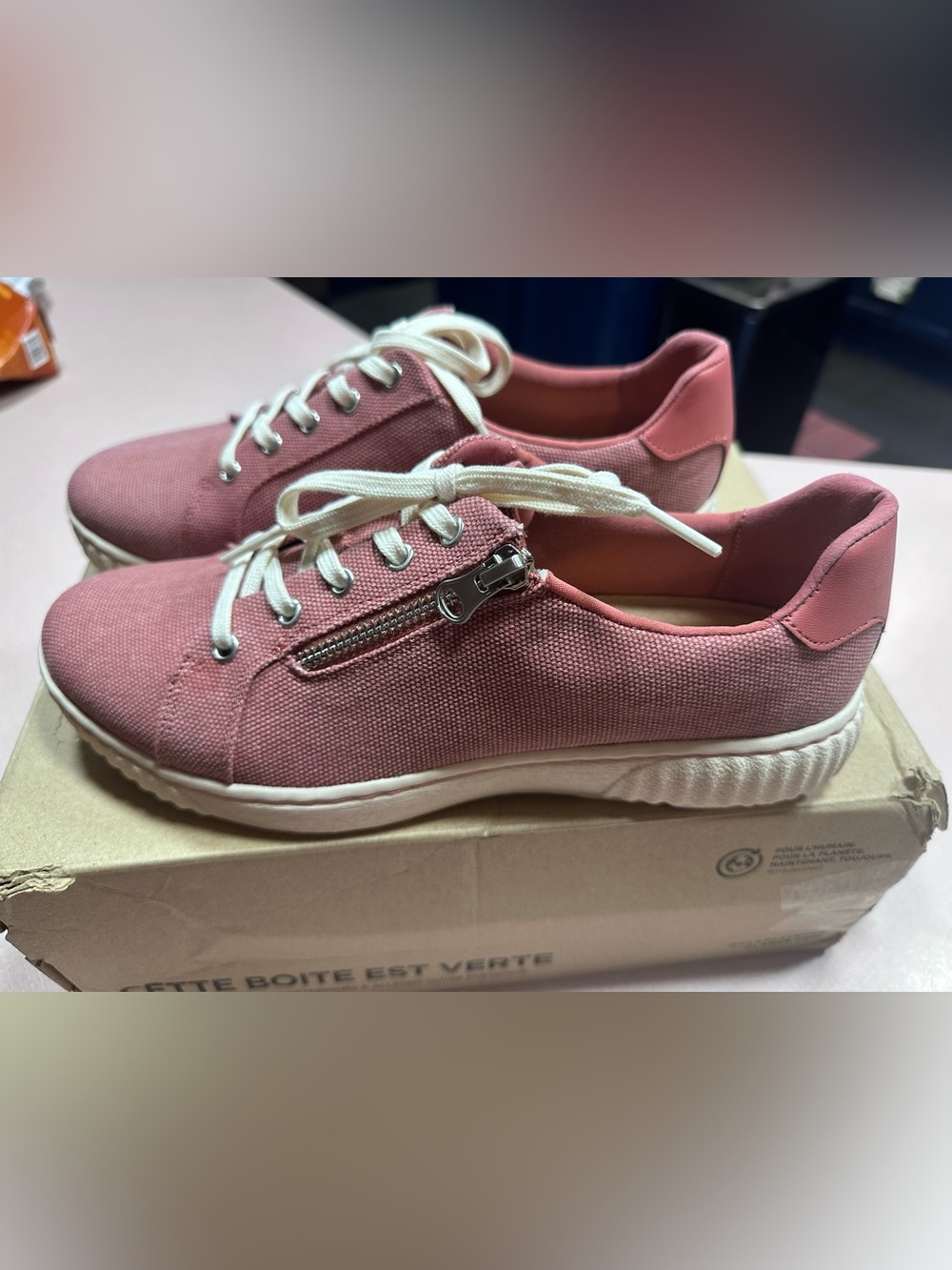 Women’s Clark’s Casual dark Pink/light red Lace-Up Sneakers with Side Zip